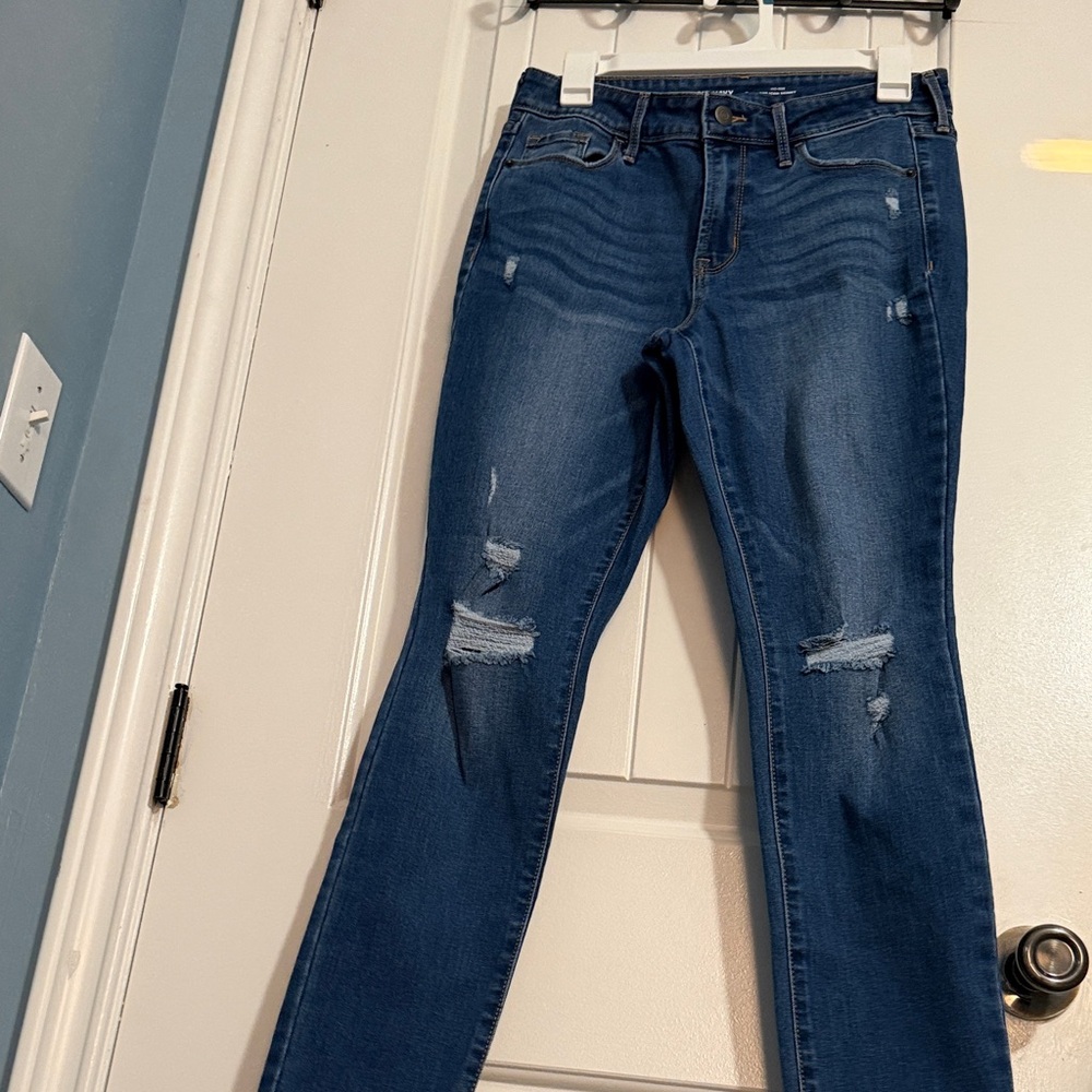 Old Navy Medium Blue Distressed Skinny Jeans